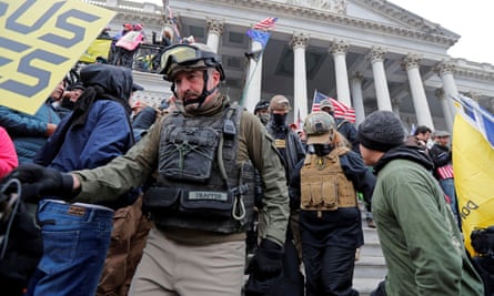 Members of the Oath Keepers are seen at the Capitol on January 6.