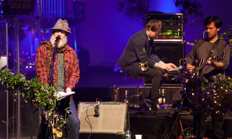 Jock Scott. left, performing with British Sea Power at the Barbican, in London, last year.