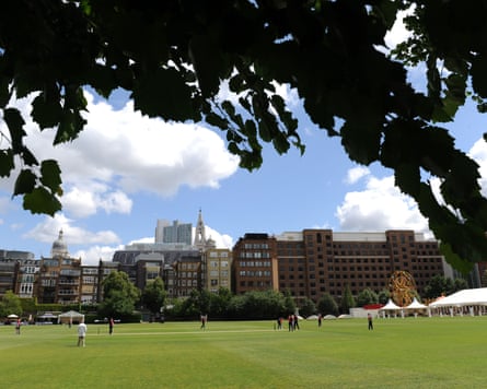 A match takes place at the Honourable Artillery Company Cricket Club.