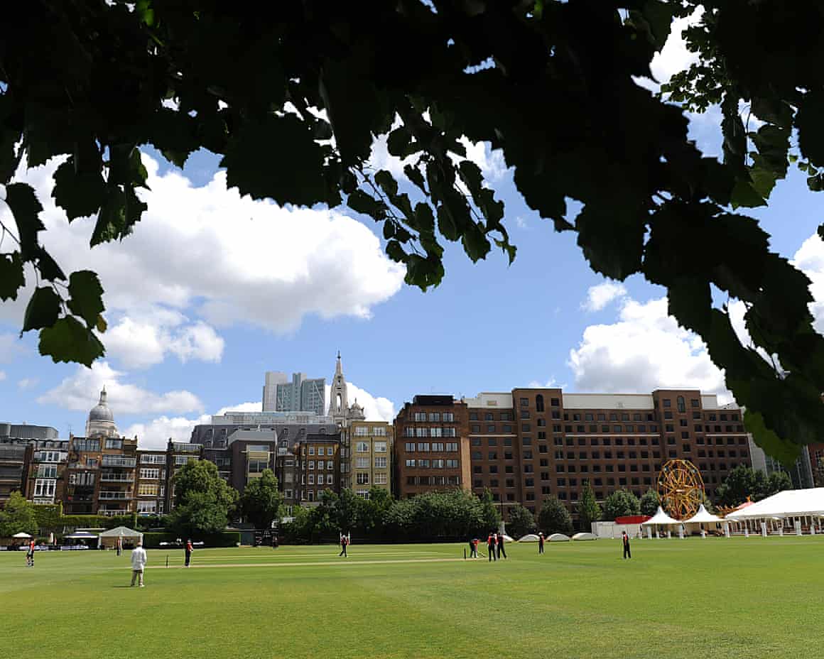 A cricket match under way at the Honourable Artillery Company Cricket Club.