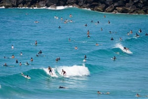 Duranbah, Australia: surfers at Duranbah beach