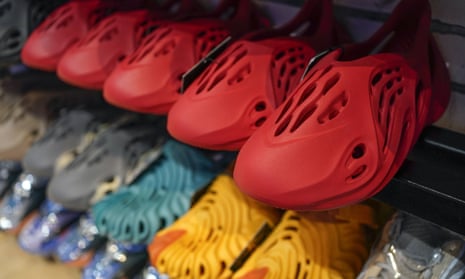 brightly colored sneakers on shelves