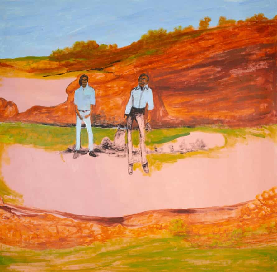 Nyaparu (William) Gardiner (dec.), Cattlemen in the Pilbara, 2018. Acrylic on canvas, 1520 x 1520mm.