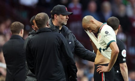 Jürgen Klopp and Fabinho react to the Liverpool midfielder’s injury.