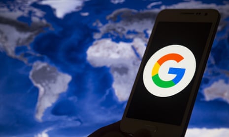 A phone with the Google logo on the screen.