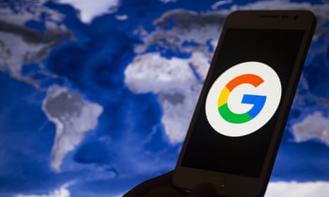 Google logo and world map