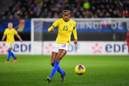 BrazilâÂÂs Tayla Carolina in action during a friendly against France