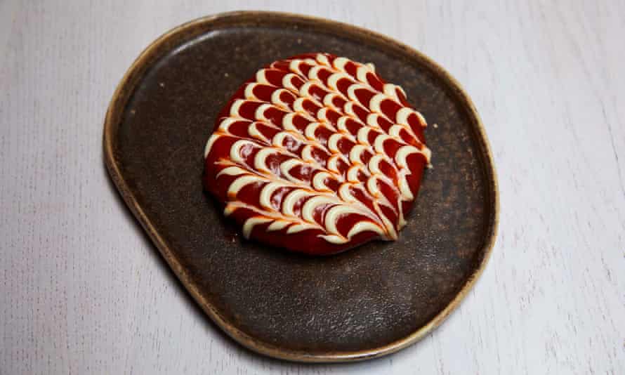 Tortilla brava brava with mayonnaise pattern filling at Bibo Shoreditch.