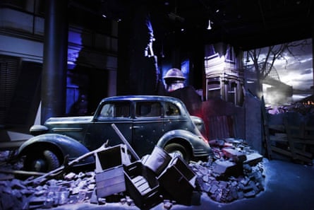 An exhibit – a car amid rubble – in the Airborne Museum in Oosterbeek.