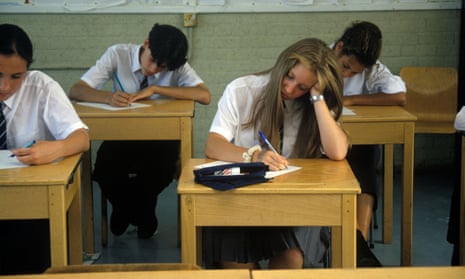Secondary school pupils take exam