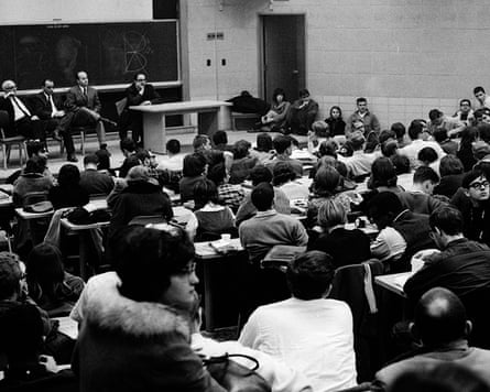 A scene from the first 1965 teach-in at University of Michigan