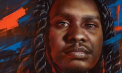 Rhythms of heritage by Matt Adnate, painted with spray paint and synthetic polymer paint on linen. His portrait of Baker Boy has won the packing room prize as part of the 2024 Archibalds