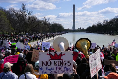 "No Kings" protest in WashingtonDemonstrators attend a "No Kings" protest against U.S. President Donald Trump's administration policies, near the Washington Monument in Washington, D.C., U.S., March 28, 2026.