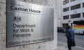 Department for Work and Pensions sign outside Caxton House, London