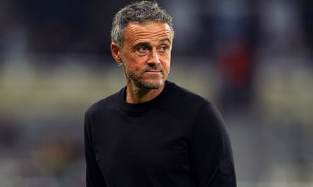 Luis Enrique watches on from the touchline
