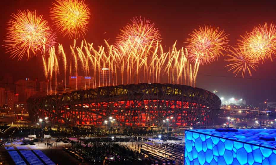 The opening ceremony of the 2008 Beijing Games in the Bird's Nest stadium, designed by Ai Weiwei