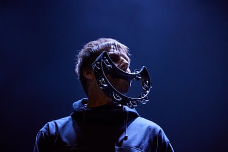 Liam Gallagher with tambourine at Koko.