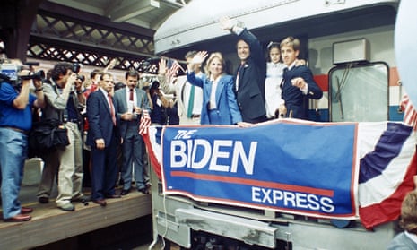 Joe Biden with his family in Wilmington in June 1987 as he announces his candidacy for president. Biden dropped out amid accusations he plagiarized a speech by Neil Kinnock.