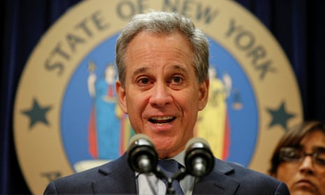 Eric Schneiderman speaks during a news conference in New York, New York Monday.