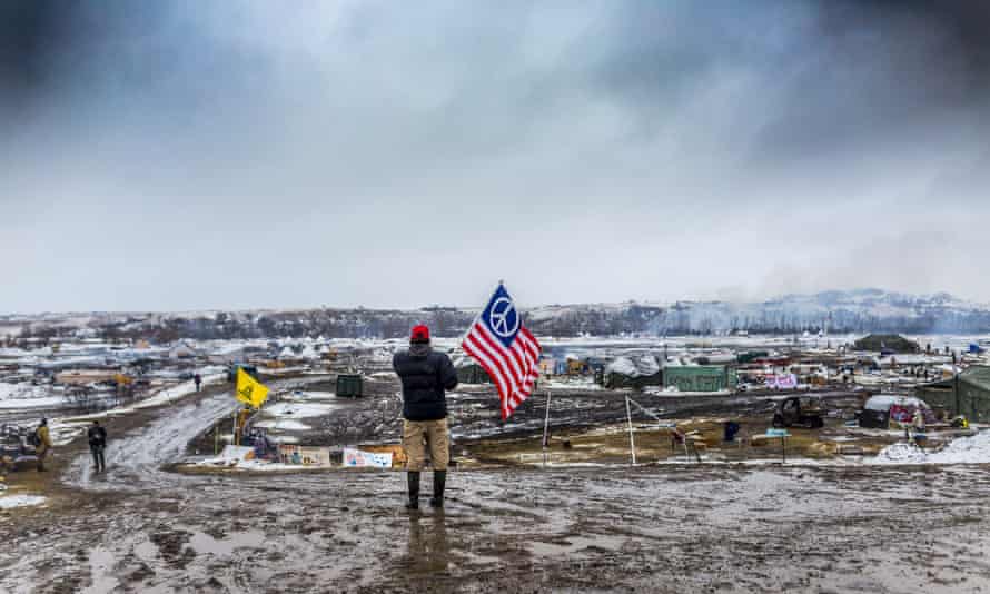 A ‘water protector’ at Standing Rock, where thousands gathered to protest the Dakota Access pipeline and its threat to the Missouri river.