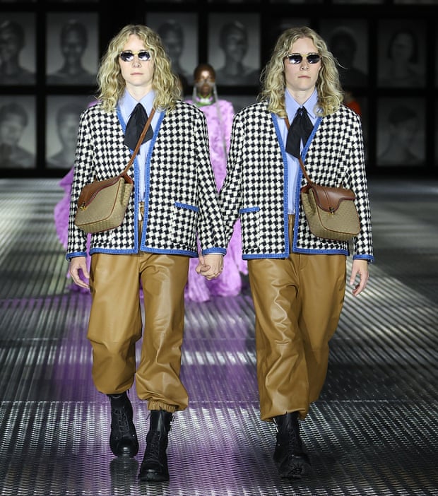 Houndstooth and handbags at Gucci.