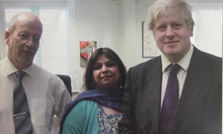 Mark Ormiston, managing director of Ormiston Wire, general manager Chitra Puri and Boris Johnson campaigning for London mayor
