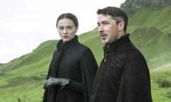 Sophie Turner, as Sansa Stark, and Aidan Gillen, as Petyr ‘Littlefinger’ Baelish, appear in a scene from the HBO series, Game of Thrones.