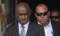 Solomon Islands' newly elected Prime Minister Jeremiah Manele comes out of Parliament House for a press conference in Honiara