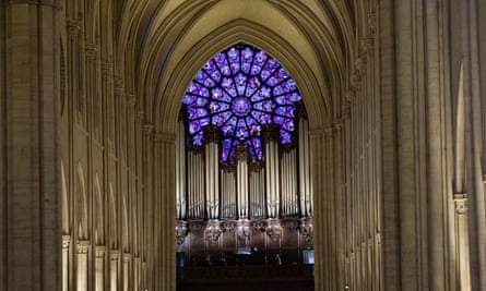 The newly restored rose window and organ