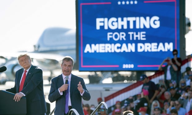 Donald Trump and Nigel Farage at a Make America Great Again rally in Goodyear, Arizona, 28 October 2020