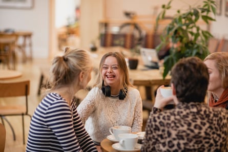Three friends meeting up for coffee