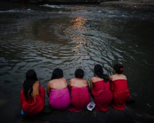 Women observing the ritual to wash away the sins committed during menstruation at the annual Rishi Panchami festival