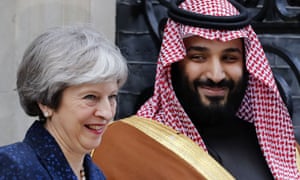 Theresa May and Mohammed bin Salman in London in March 2018.