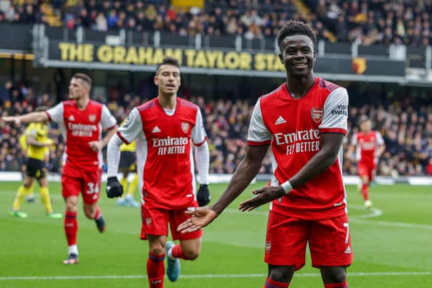 Bukayo Saka after scoring at Watford.