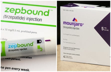 A composite image of Mounjaro and Zepbound products