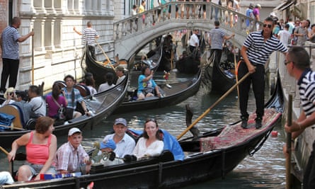 Last month Venice erected barriers in an attempt to control the tourist crowds.