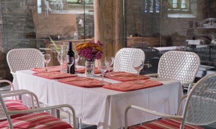 table and chairs in church