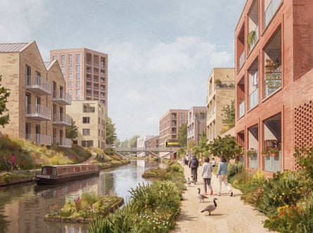 An impression of how the area around the new stadium could look if approved.