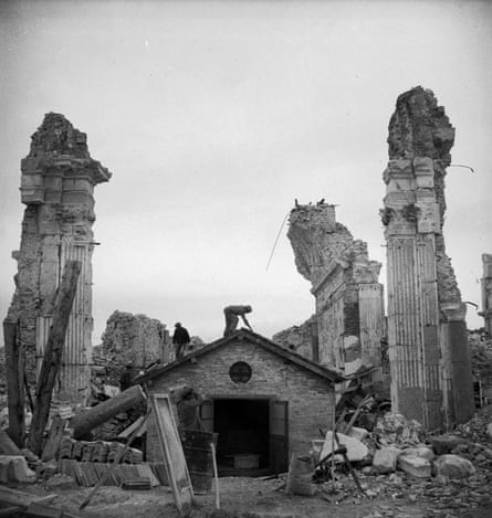 Monte Cassino, severely damaged during the second world war.
