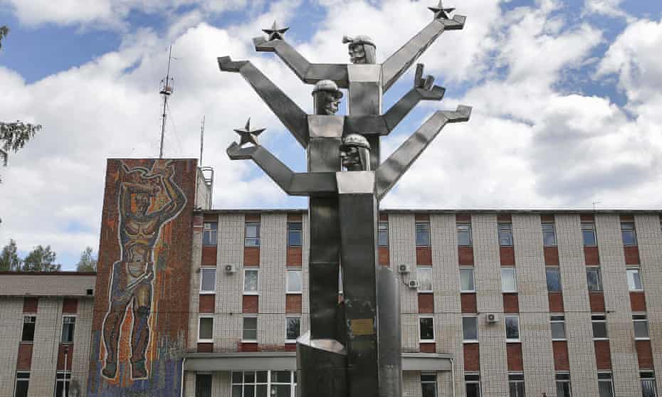 A view of the Miner's Glory monument at the Mariinsky mine in the village of Malysheva in Russia’s Sverdlovsk region. The mine produces emeralds as well as lithium and other materials used in manufacturing.