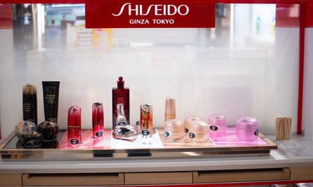 A Shiseido cosmetics display in a shop
