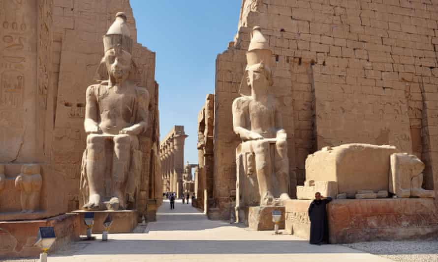 Colossi of Ramses II at the entrance to Luxor Temple.