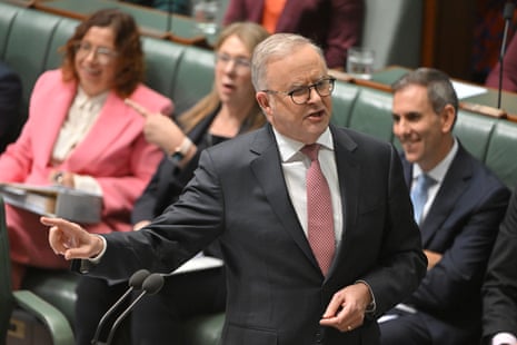 Prime minister Anthony Albanese during question time.