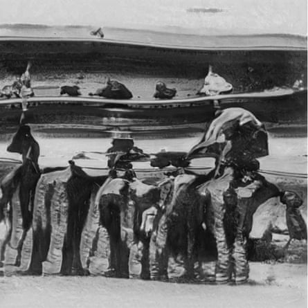 An AI image created by Alexey Yurenev for his project Silent Hero that jumbles figures with the landscape to produce an abstract image