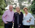 Alan Fletcher as Karl Kennedy, Mischa Barton as Reece Sinclair and Jackie Woodburne as Susan Kennedy in Amazon’s reboot of Neighbours