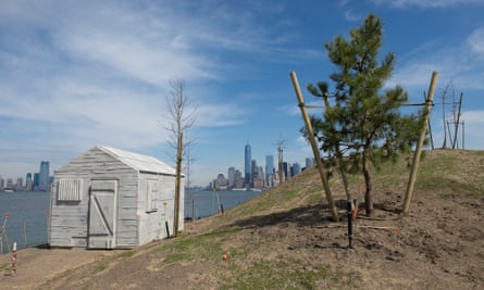Silent witness: Cabin in New York, with Lower Manhattan in the distance.