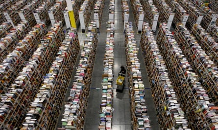 A worker in an Amazon distribution centre.