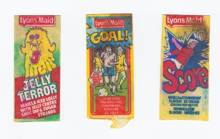 Jelly Terror, Goal and Score ice lolly wrappers.