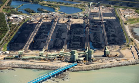 Coal sits at the Hay Point coal terminals near Mackay 