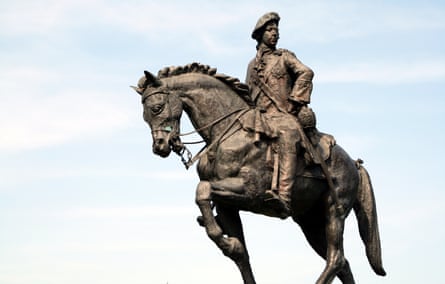 Statue de Bonnie Prince Charlie sur un cheval, à Derby, Royaume-Uni